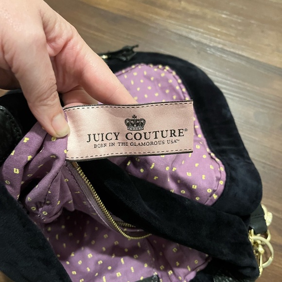 Vintage Juicy Couture Black Velvet Satchel/ Shoulder Bag - Picture 8 of 15